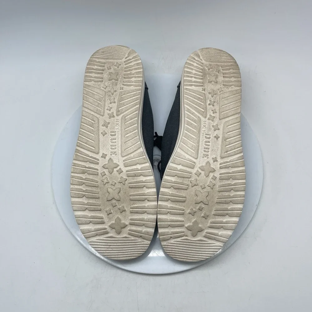Hey Dude Shoes Womens 10 Wendy Chambray Gray Canvas Walking Casual Slip Ons‎